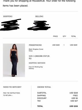 House of CB Black Strapless Corset Gown